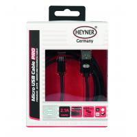 Kabel nabíjecí HEYNER Micro USB černý 2m 511560